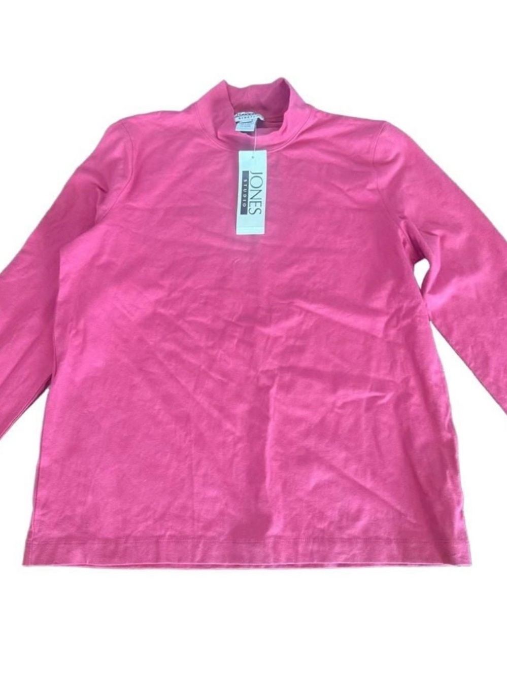 NWT Jones Studio Women’s Size L Pink Stretch Mock Neck Long Sleeve Top
